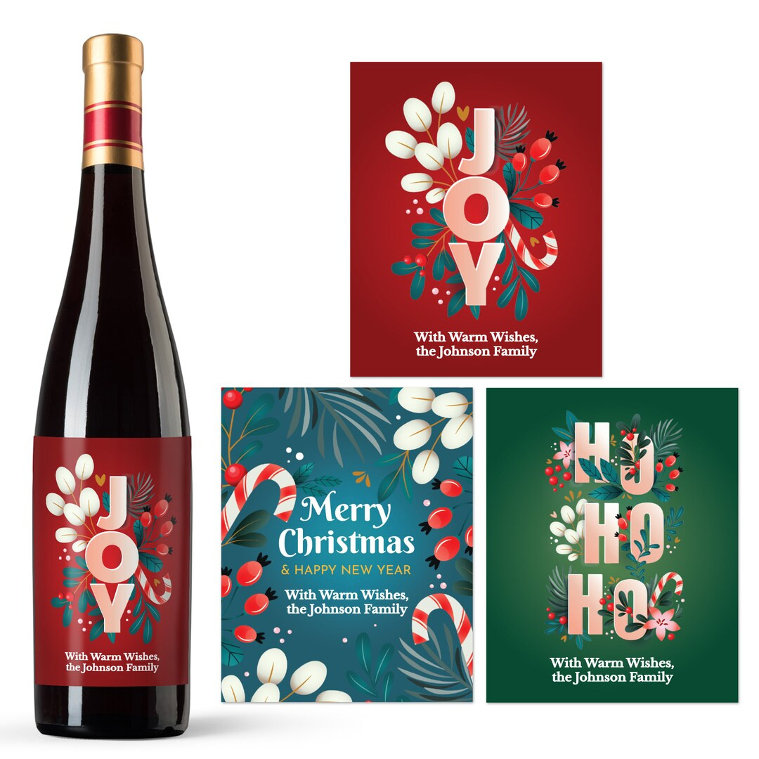 Personalized Wine Bottle Labels-Christmas Gift for Neighbors, Custom Wine Stickers-Holidays Gift ... | Etsy (US)