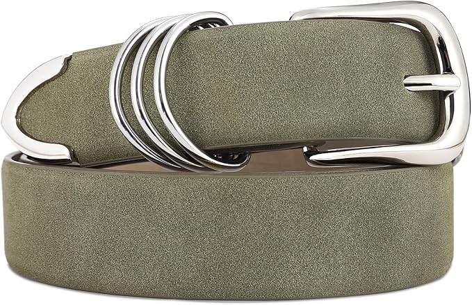 Women's Leather Belts with Gold Buckle Fashion Leather Waist Belt Elegant Ladies Belts for Jeans ... | Amazon (US)