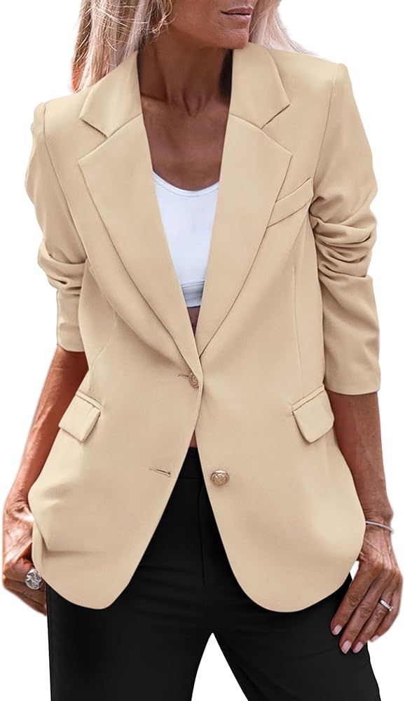 PRETTYGARDEN Women's 2024 Fall Business Casual Blazers Long Sleeve Notch Lapel Trendy Work Office... | Amazon (US)