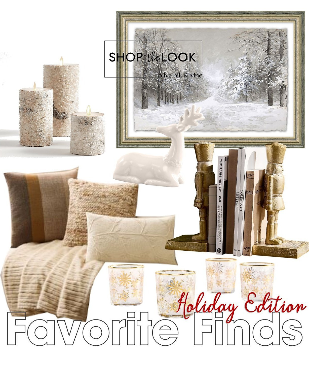 Winter styling feels effortless with these favorite finds—glitter birch candles, a snowy forest art piece, gold nutcracker bookends, snowflake-etched glass, and soft neutral throws that keep your home looking chic long after Christmas fades. 

 

#LTKHoliday #LTKSeasonal #LTKHome