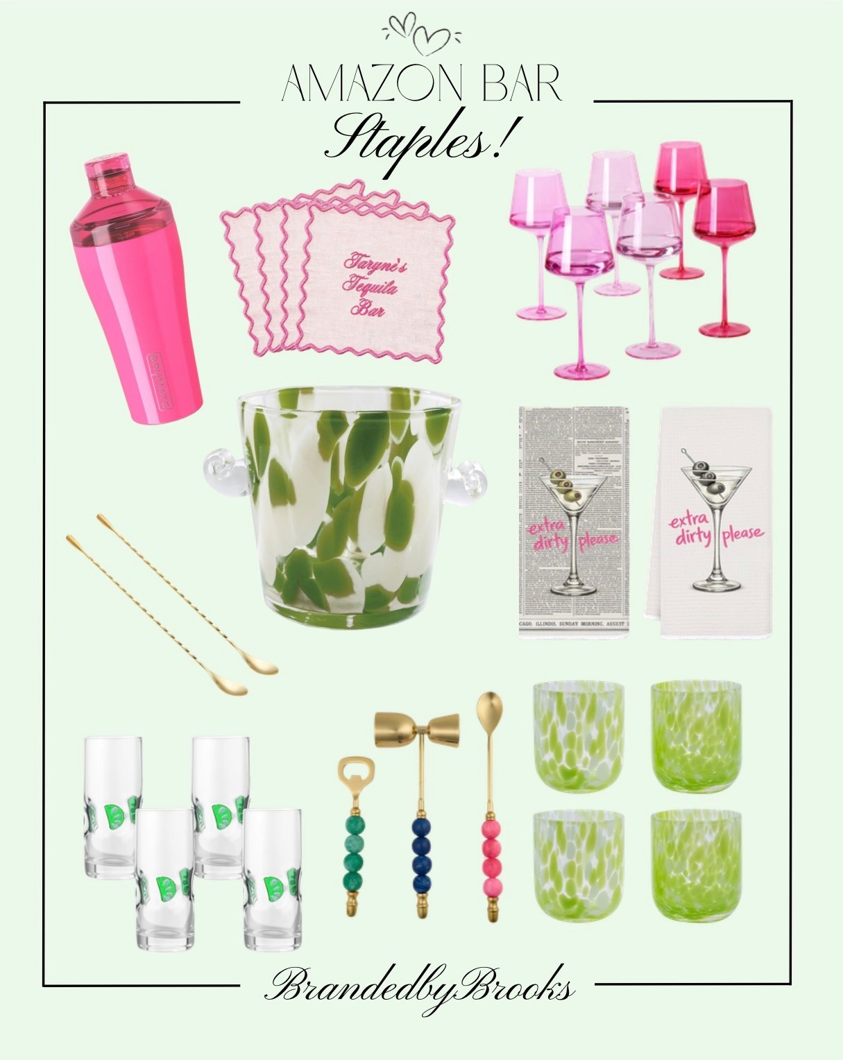 Amazon bar cart staples you didn’t know you needed 🍸💗

From the cutest pink shaker to statement glassware and fun cocktail accessories—these finds instantly elevate your hosting game. Whether you’re mixing up margs with the girls or setting up the perfect happy hour at home, these pieces make it feel extra special ✨

Linked everything for you on my LTK—because a cute bar setup is always a good idea 🥂

#LTKHome #LTKselfcare #LTKMothersDay