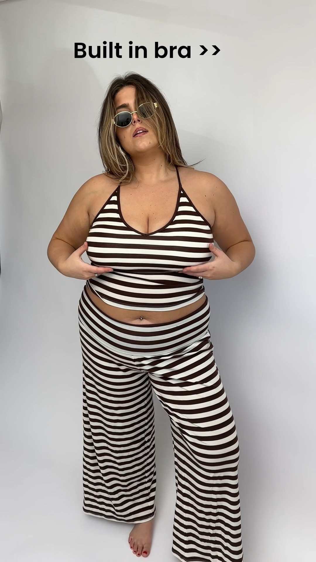 Wearing 2X in pants and tanks & shrug 
(I’m a 44DDD) 
Hands down the best clothes ever  

#LTKPlusSize #LTKHoliday #LTKMidsize