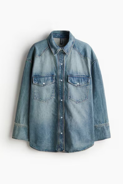 H & M - Oversized Denim Shirt - Blue | H&M (US + CA)
