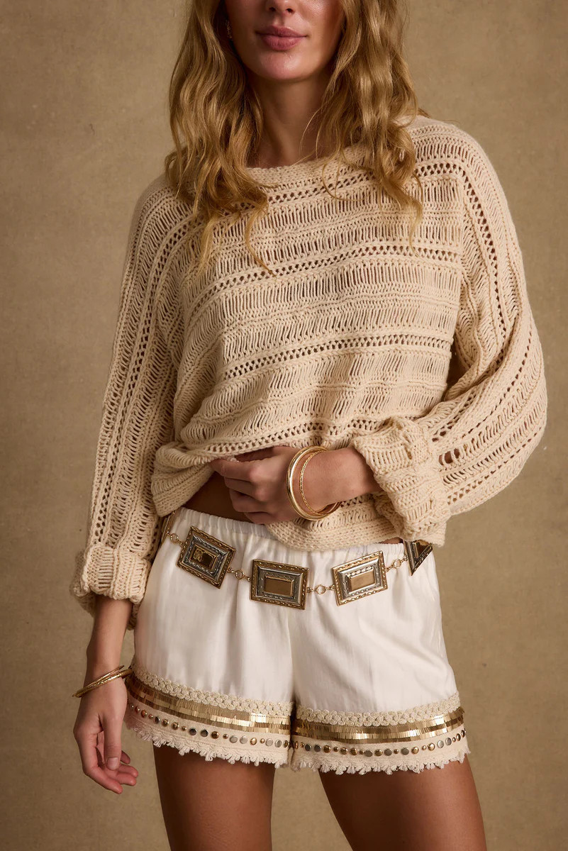 Marela Cream Crochet Sweater | 12th Tribe