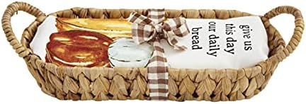 Mud Pie Harvest Bread Basket & Towel Set, basket 5.5" x 13" | towel 26" x 16.5" | Amazon (US)