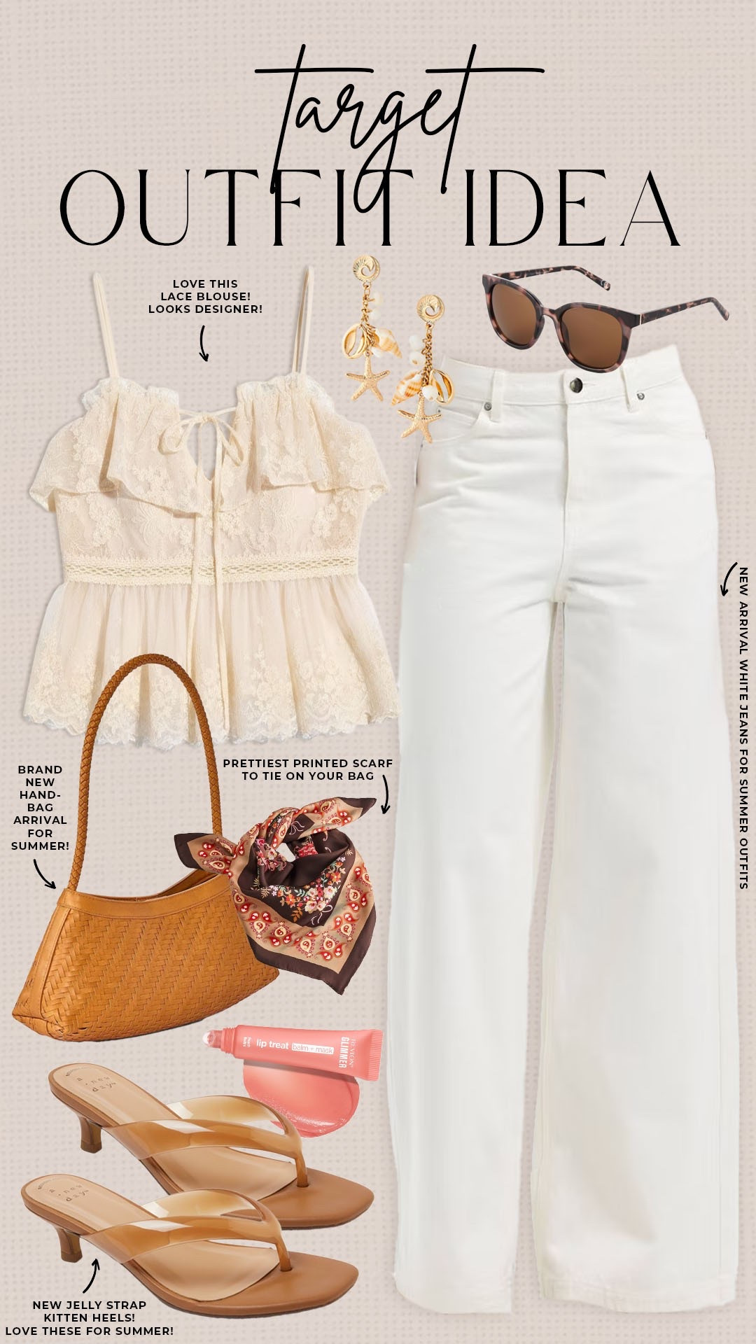 Elevated summer outfit from Target!

#targetfinds

Target finds. Target fashion. Target new arrivals. Target lace tank top blouse. Target white jeans. Target new handbag.

#LTKootd #LTKSeasonal #LTKgrwm