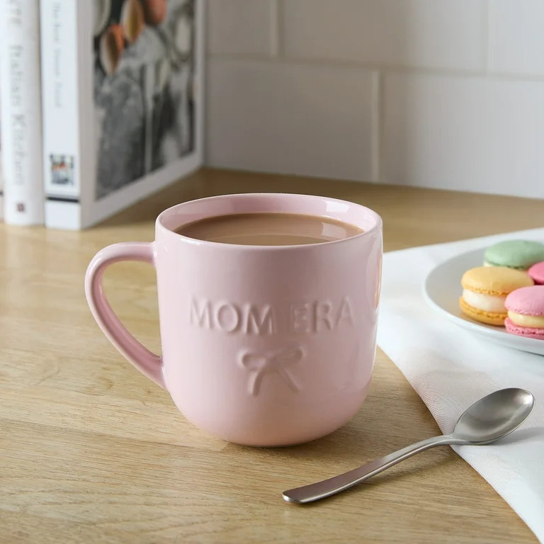 Mainstays 16.9-oz Pink Embossed Mom Era & Bow Glazed Ceramic Mug | Walmart (US)
