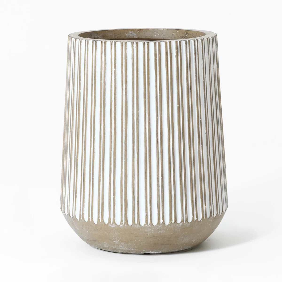 Jarmall Round Brown and White Striped Handmade Tall Pot Planter | Wayfair North America