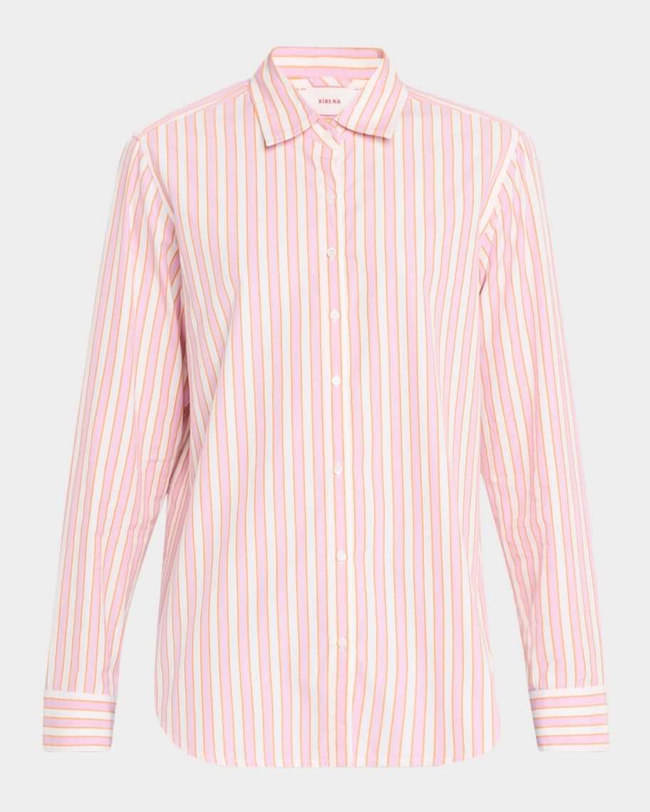 Beau Cotton Stripe Button-Front Shirt | Neiman Marcus