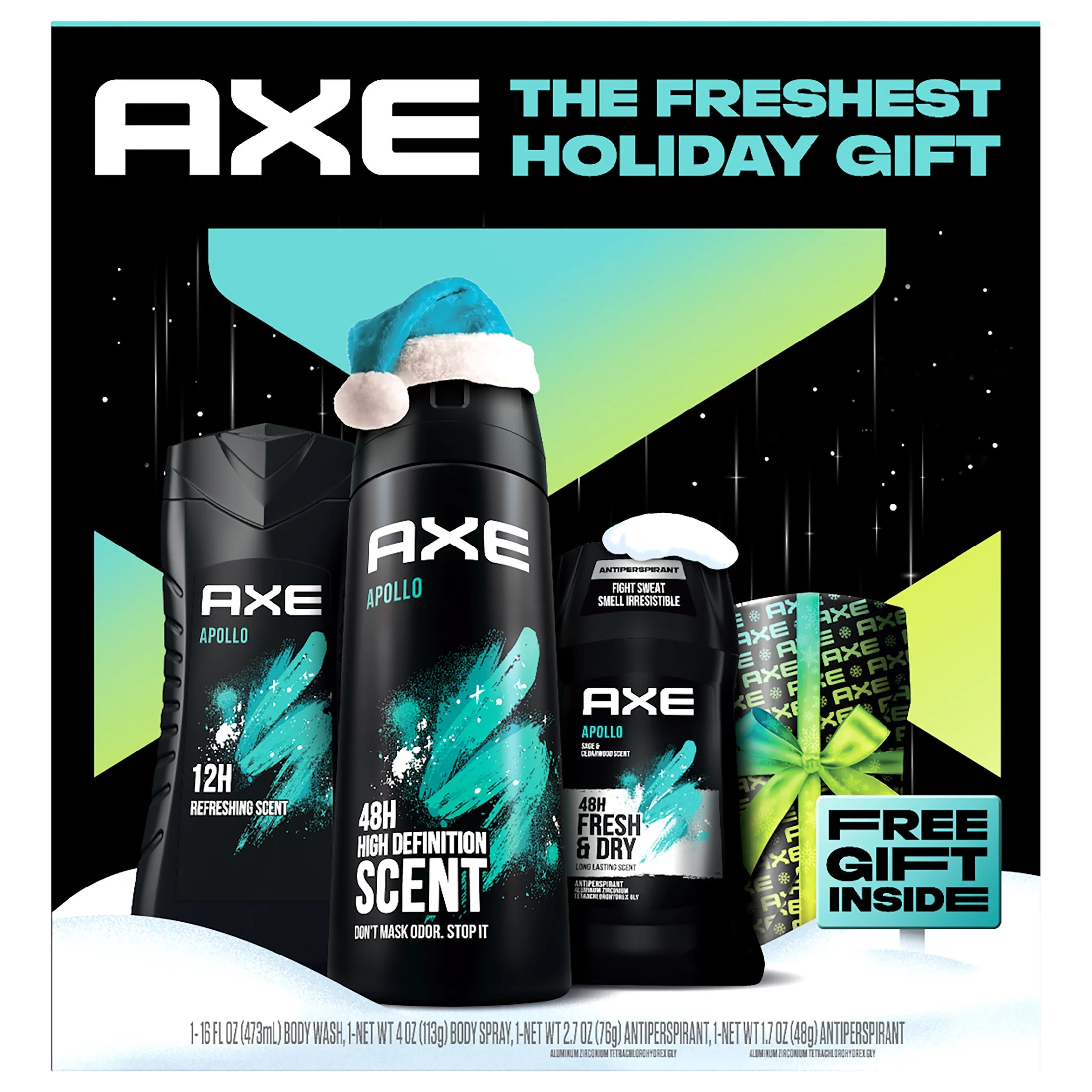 Axe Men's Gift Set Body Wash Deodorant Spray Antiperspirant Deodorant Stick Apollo Sage Cedarwood... | Walmart (US)