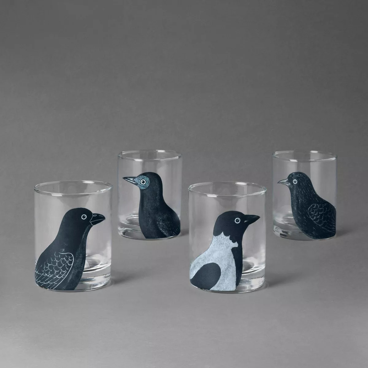 4pc 9oz Midnight Dreary Black Bird Highball Glass Set - John Derian For Target | Target