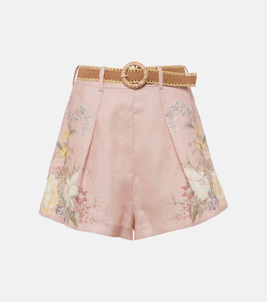 Zimmermann Waverly belted floral linen shorts | Mytheresa (INTL)