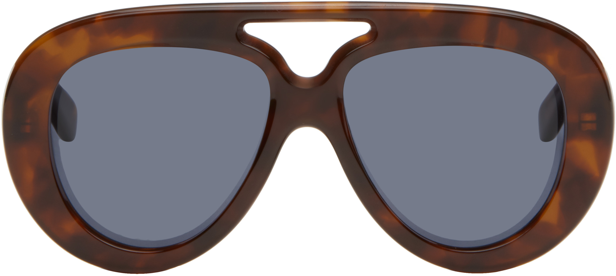 LOEWE Brown & Black Round Spoiler Aviator Sunglasses | SSENSE