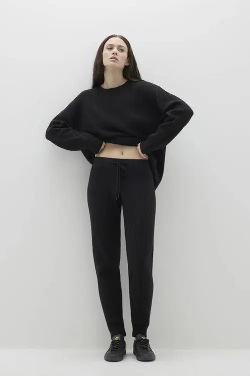 NAKED CASHMERE Heidi Ribbed Jogger Pant in Black at Nordstrom, Size X-Small 28 | Nordstrom