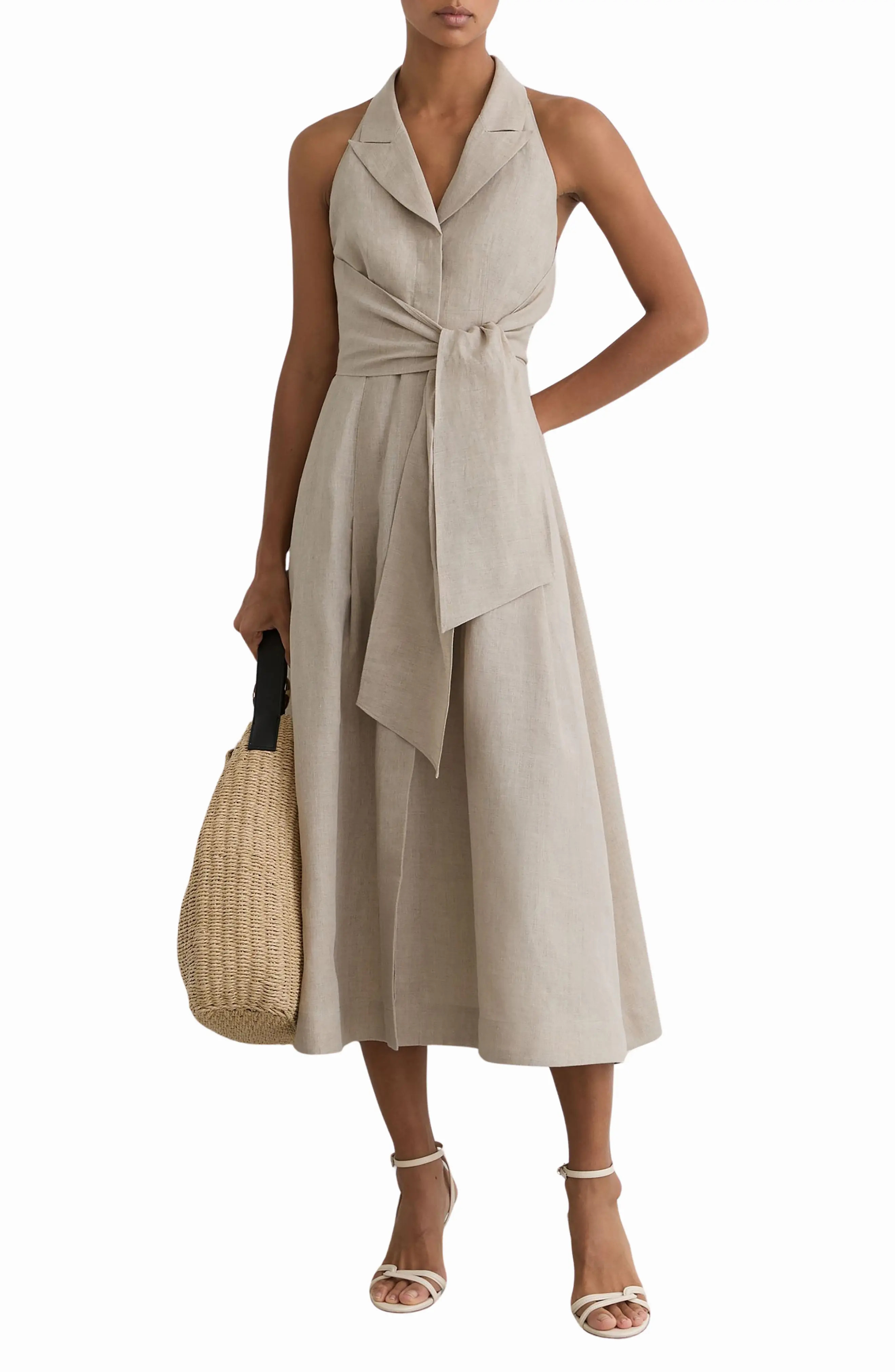 Tara Sleeveless Linen Midi Dress (Women) | Nordstrom | Nordstrom