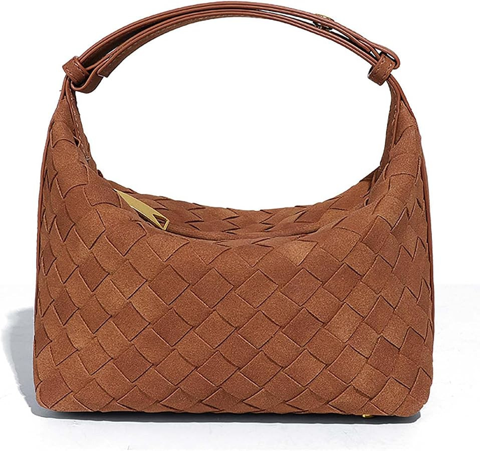Woven Suede Hobo Bags for Women Leather Underarm Shoulder Bag Crescent Clutch Purses Top-Handle H... | Amazon (CA)