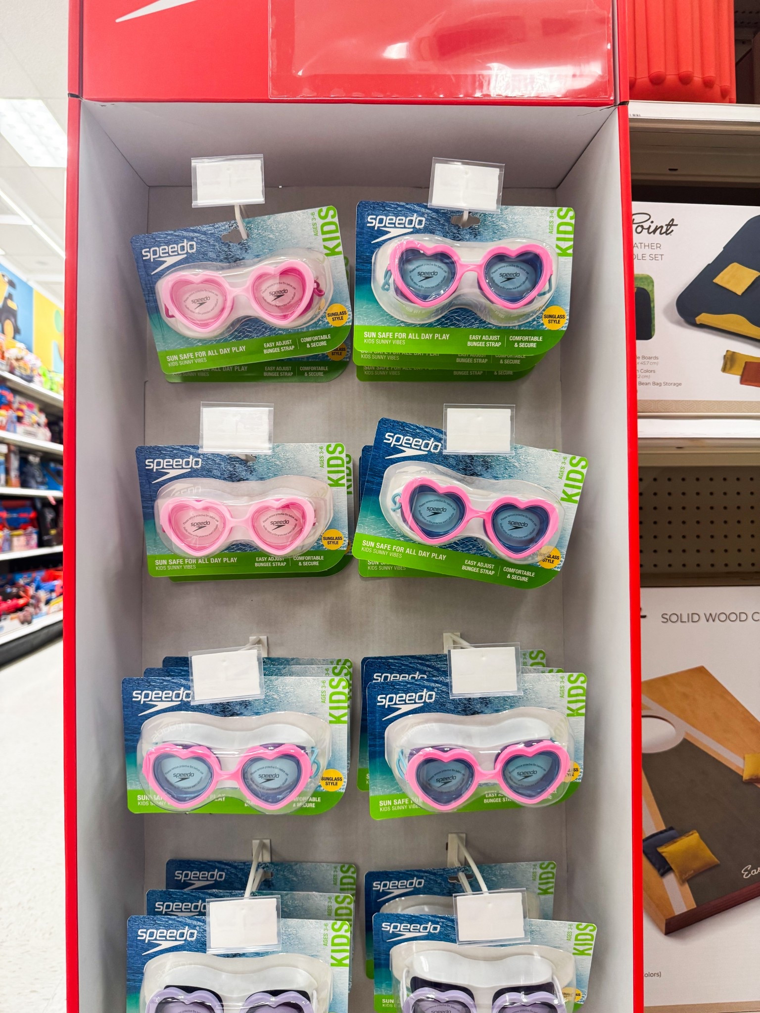 We LOVE these bungee goggles. So much easier for pool days! The heart shape is adorable. 💖