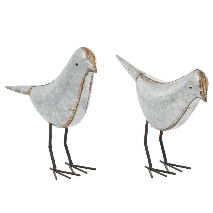 Farmhouse Rustic Iron Bird Sculpture Gray/Rust 2pk - Olivia & May | Target
