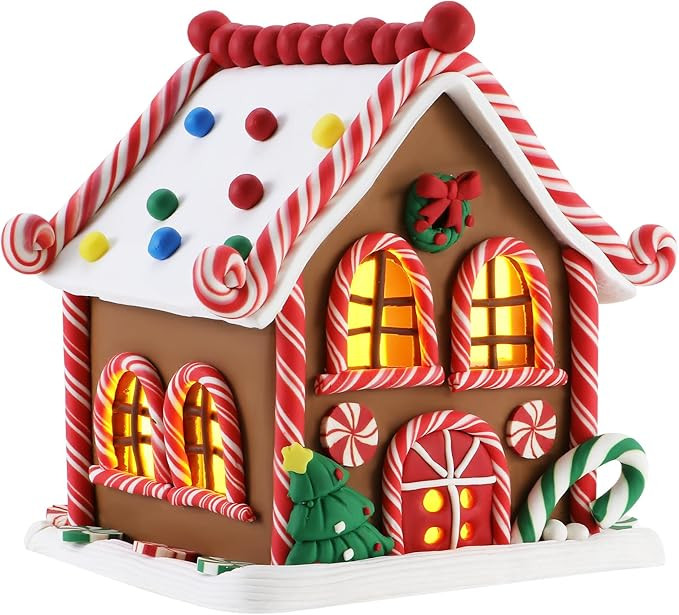Battery Powered LED Gingerbread House - Christmas Cottage Desktop Decoration (5.1 x 5.1 x 5.9 inc... | Amazon (US)