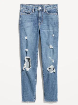 High-Waisted OG Straight Ripped Cut-Off Jeans for Women | Old Navy (US)