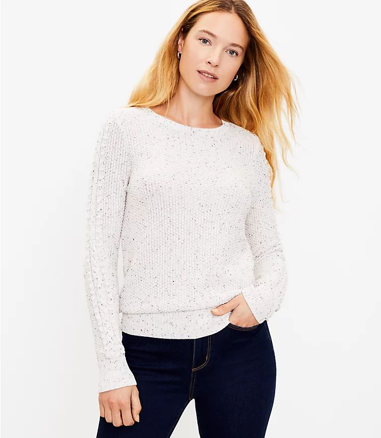 Flecked Bobble Sleeve Sweater | LOFT | LOFT