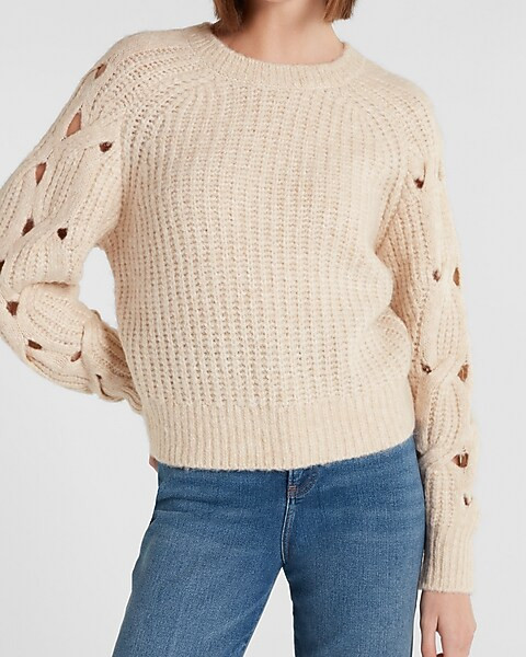Open Cable Raglan Sleeve Sweater | Express