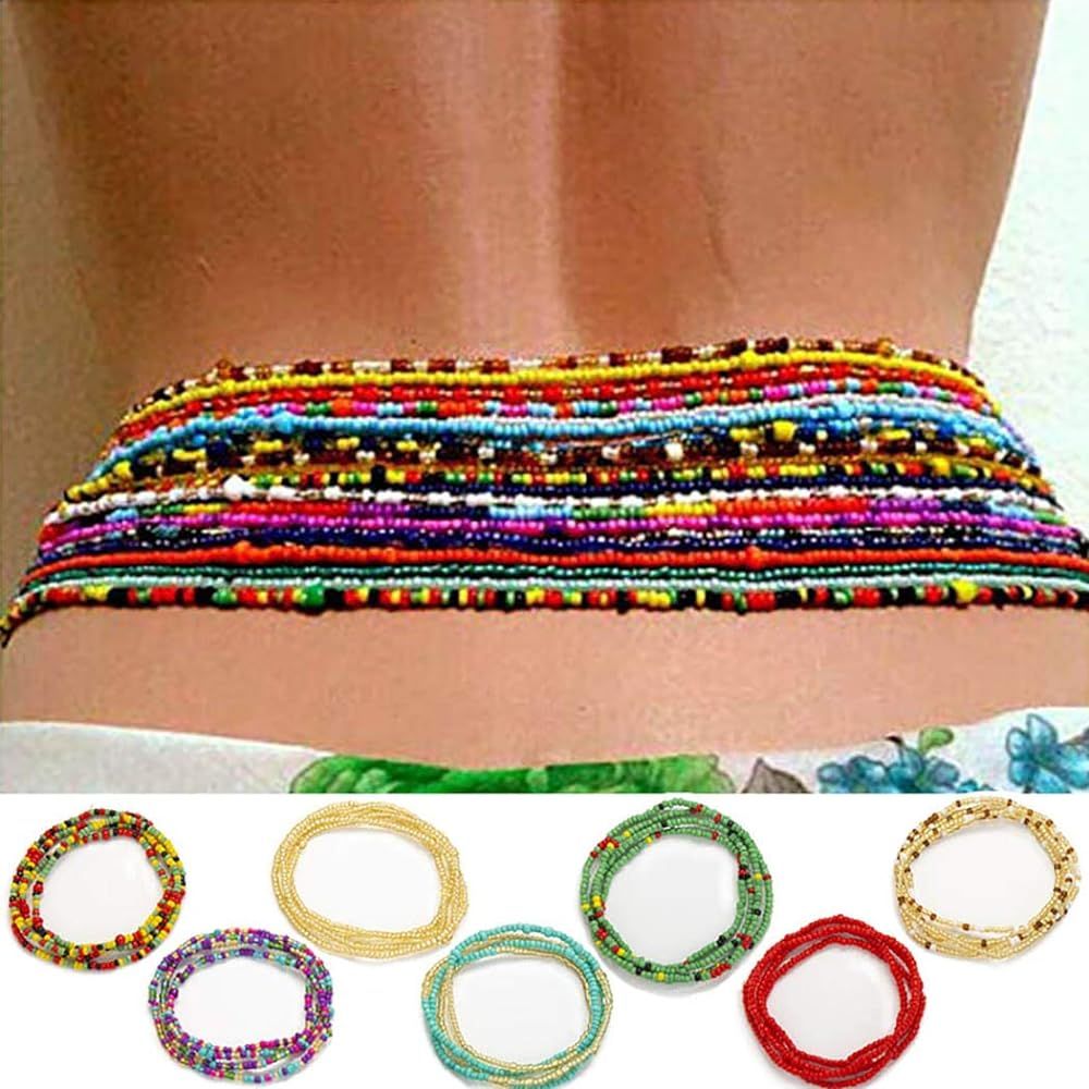 ELABEST African Waist Beads Chain Layered Belly Body Chain Beach 7Pack Waist Jewelry Body Accesso... | Amazon (US)