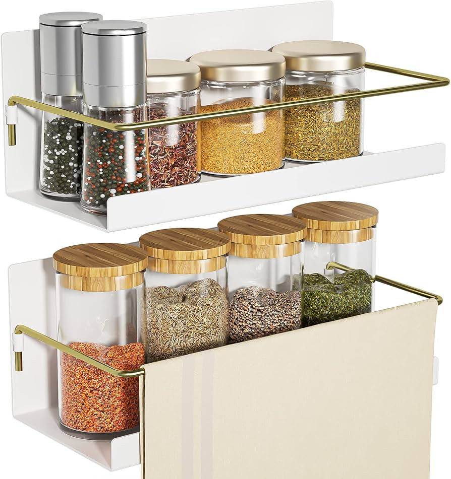 SZQINJI Magnetic Spice Rack Organizer Set of 2, Strong Magnetic Shelf for Refrigerator Space Savi... | Amazon (US)
