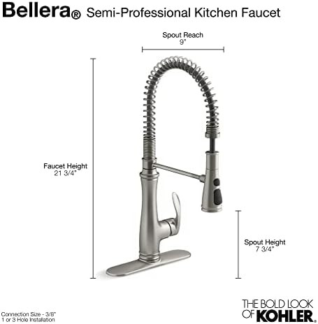 KOHLER K-29106-2BZ Bellera Kitchen Faucet with Pull Down Sprayer, Kitchen Sink Faucetin Oil-Rubbe... | Amazon (US)