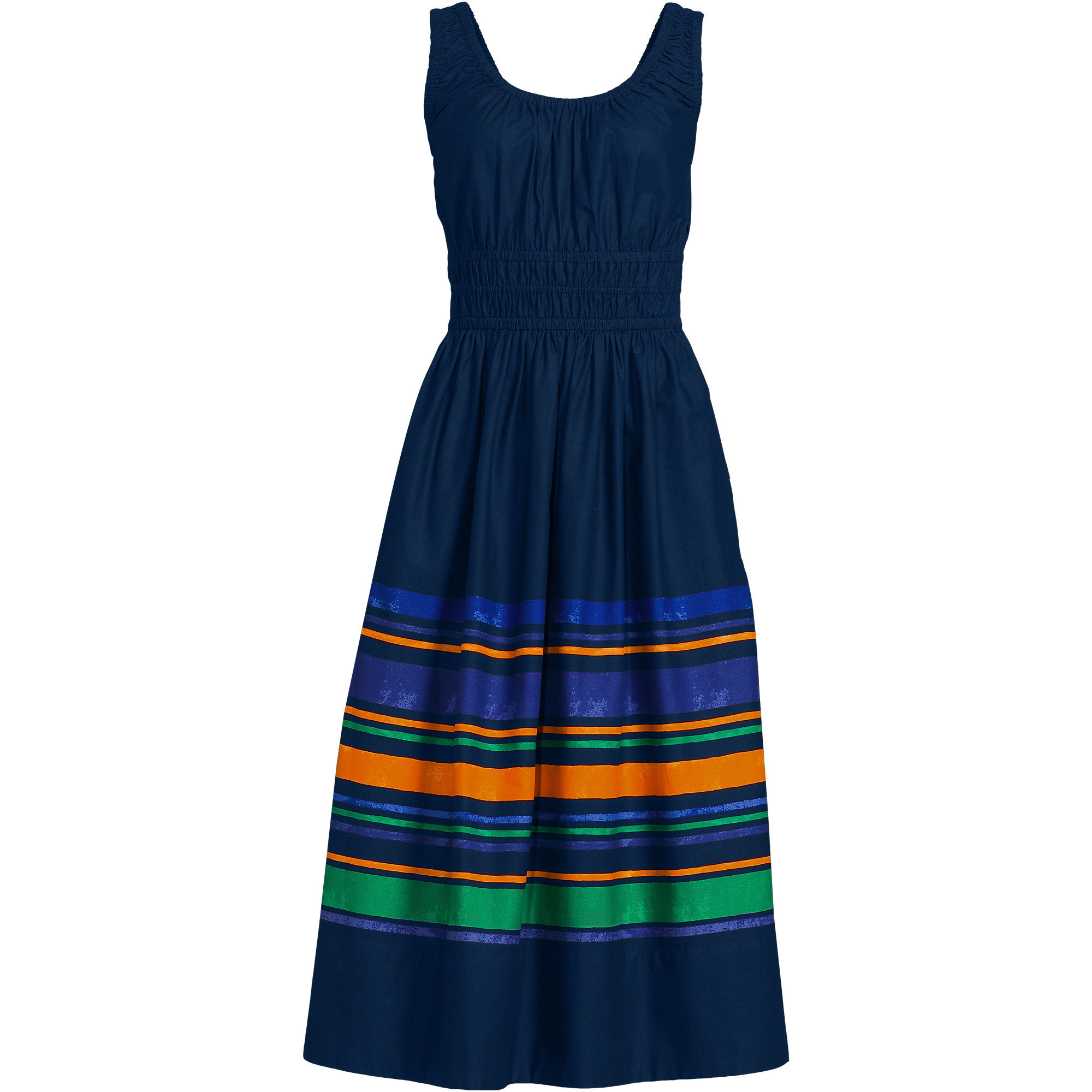Women's Sleeveless Poplin Smocked Midi Dress | Lands' End (US)