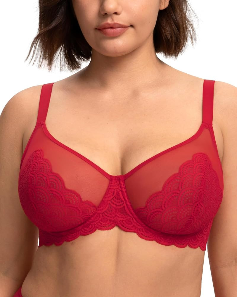 HSIA Minimizer Bras for Women, Full Coverage Underwire Lace, Mermaid Scales | Amazon (US)
