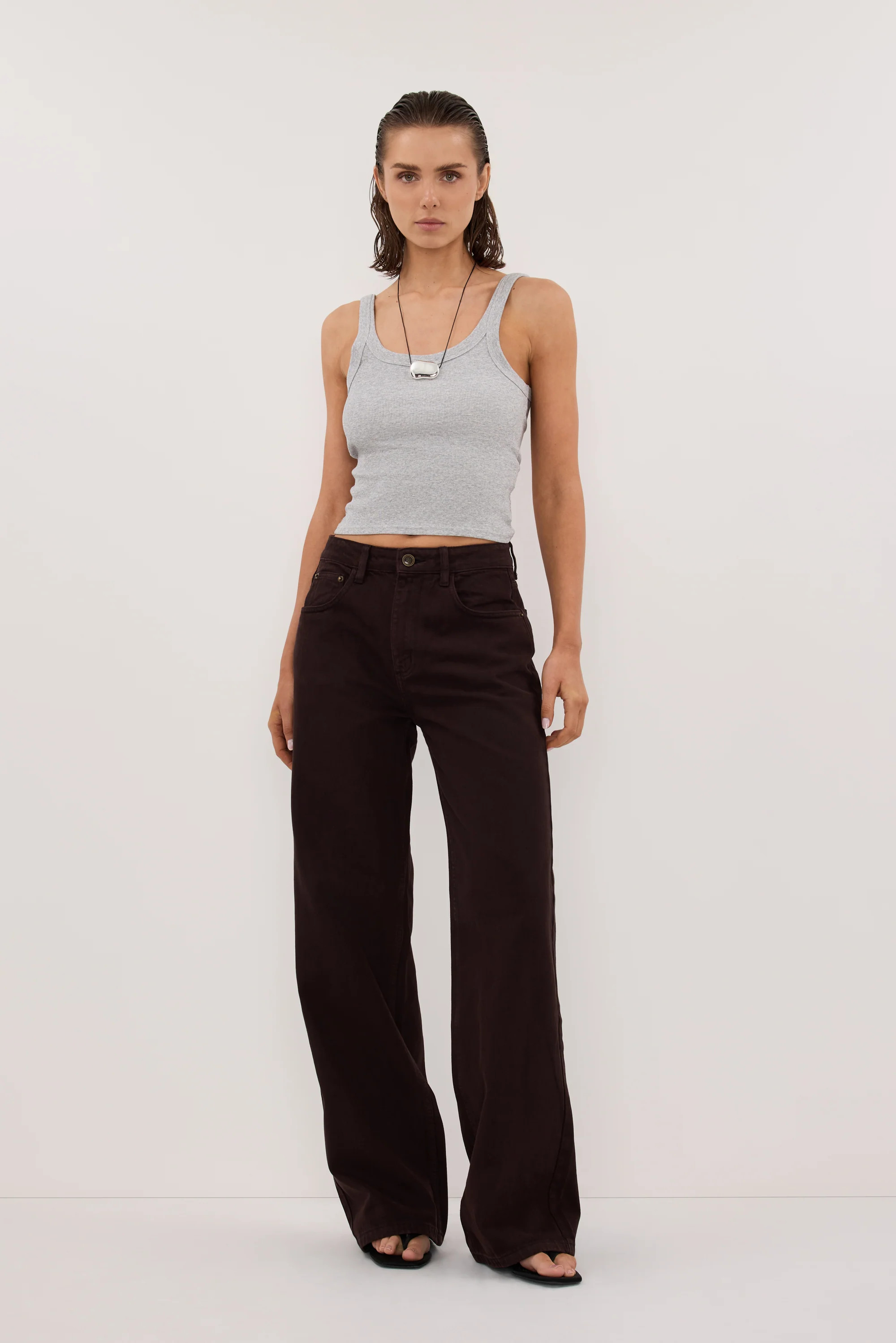 PHOEBE SILVER MARLE SCOOP NECK TANK | DISSH