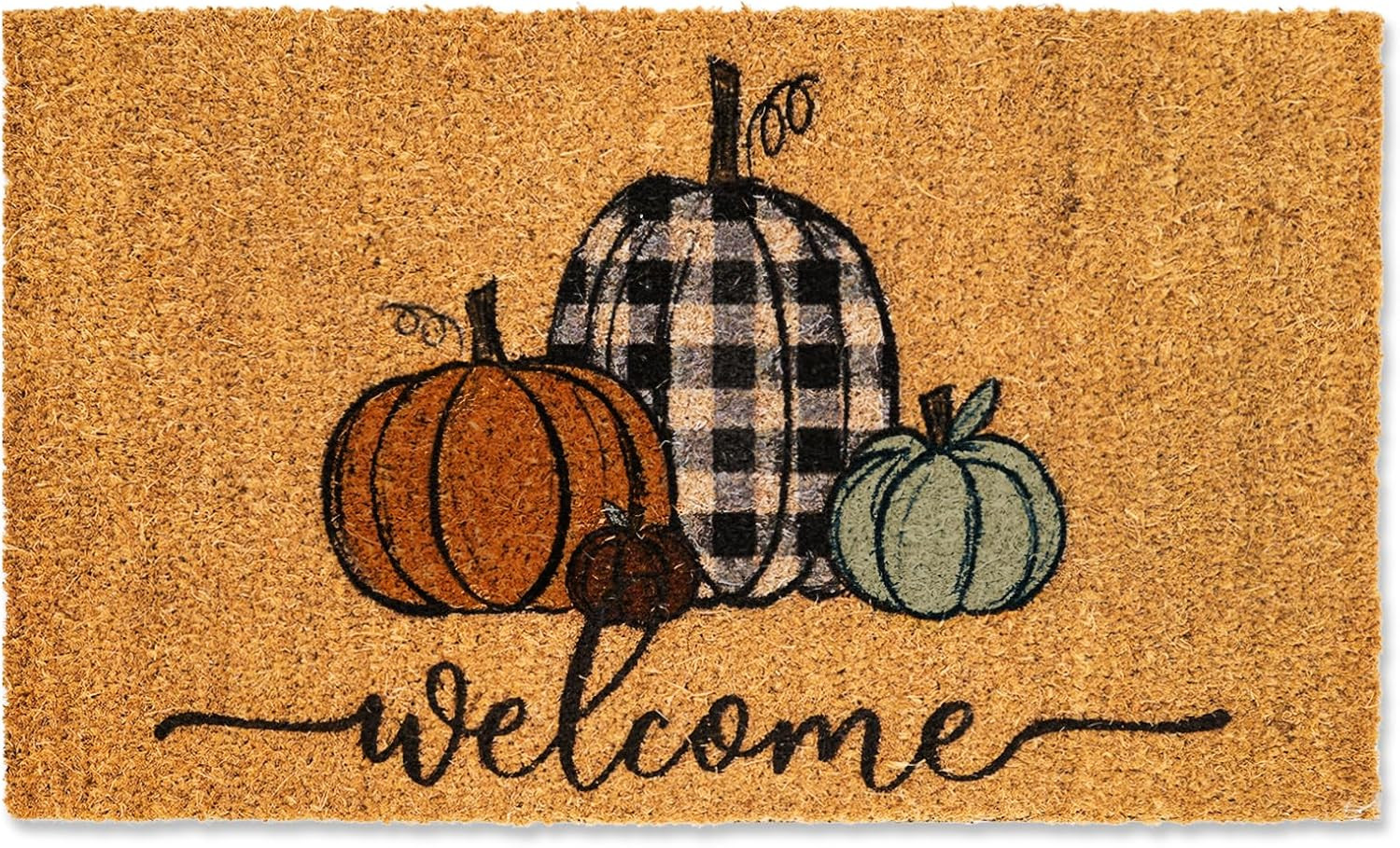 Whaline Fall Door Mats Natural Coir Welcome Doormat Pumpkin Non Slip Farmhouse Rectangle Front Do... | Amazon (US)