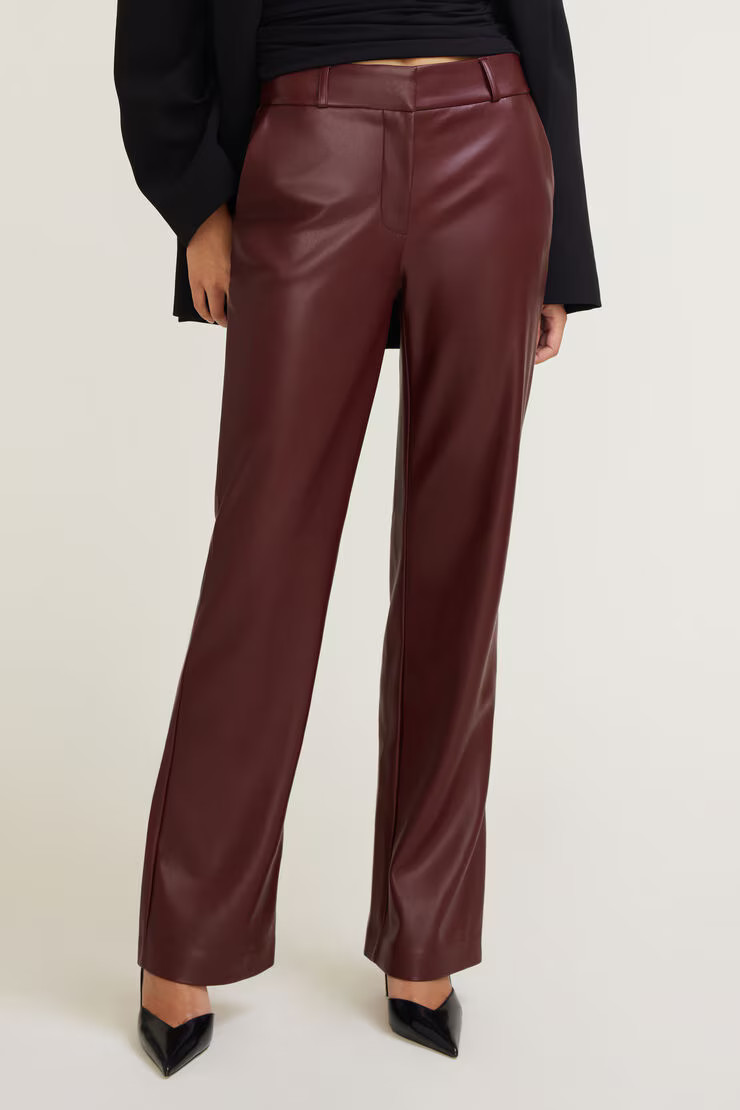 Camelia Straight Leg Faux Leather Pants | Dynamite Clothing