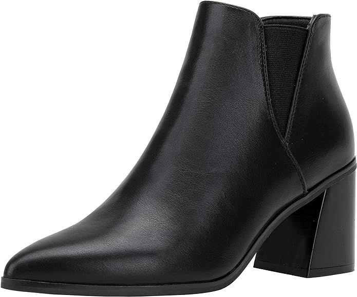 Vepose Women's 9631 Chunky Heel Ankle Boots Pointed Toe Block Heeled Chelsea Booties with Side Zi... | Amazon (US)