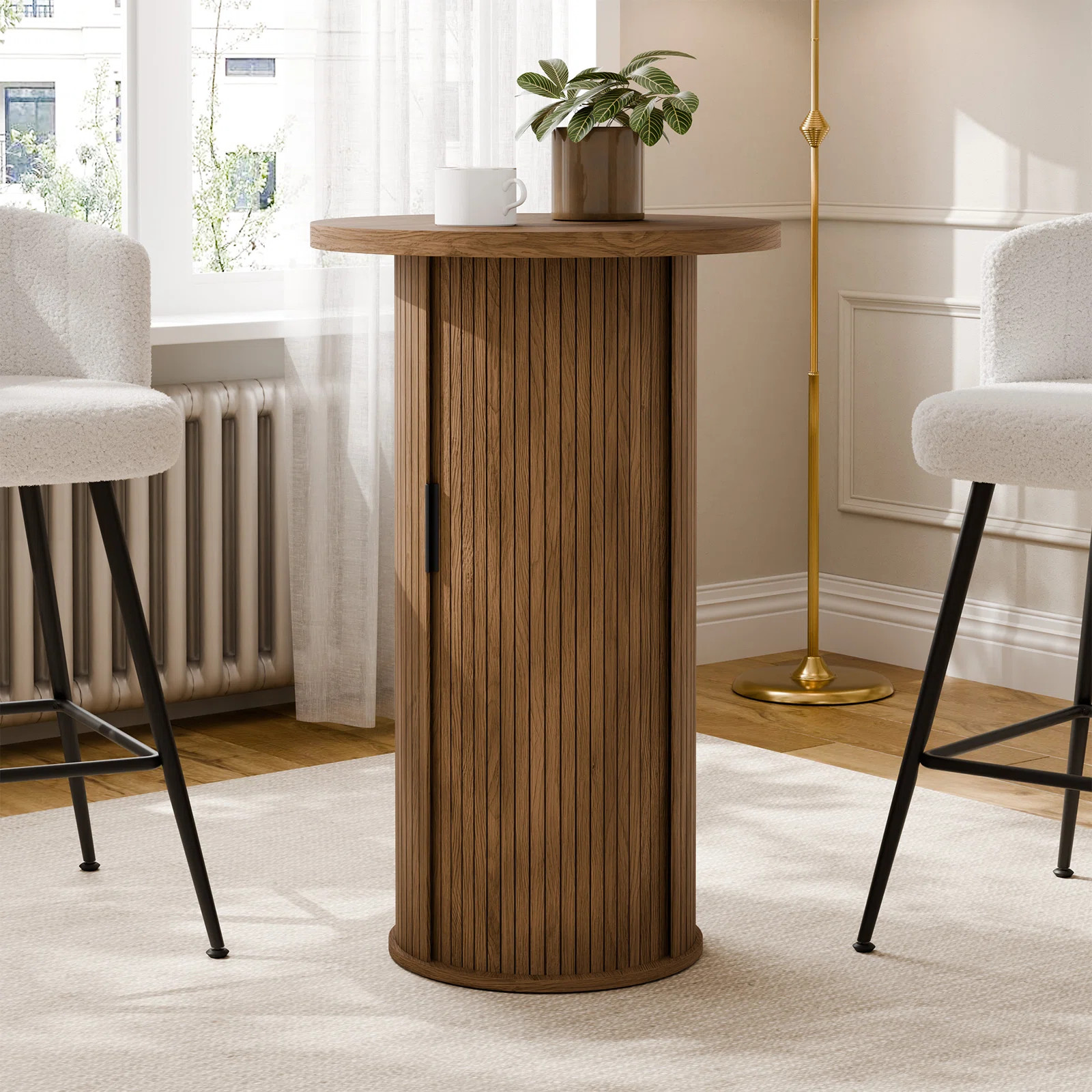36" Tall Round Tambour Dining Table | Wayfair North America