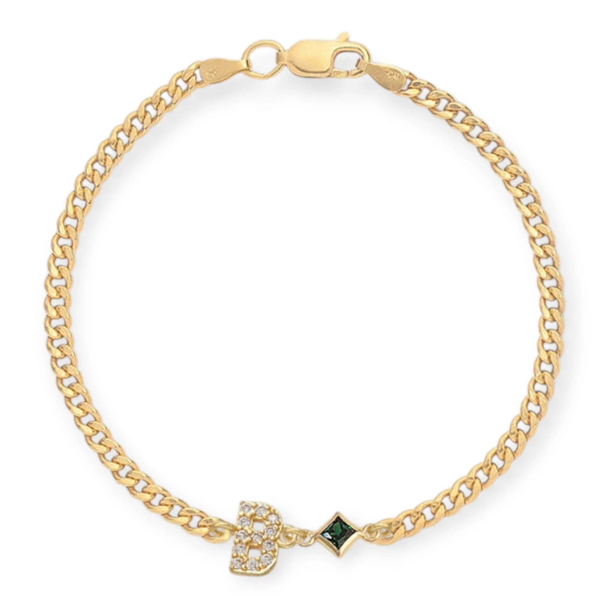 pavé initial + birthstone bracelet | Cuffed by Nano