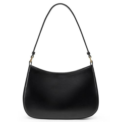 Black Leather Purses, Y2K Trendy Shoulder Bag for Women, Leather Hobo Bags Clutch Tote Handbags Crossbody Purses with 2 Removable Strap | Amazon (US)