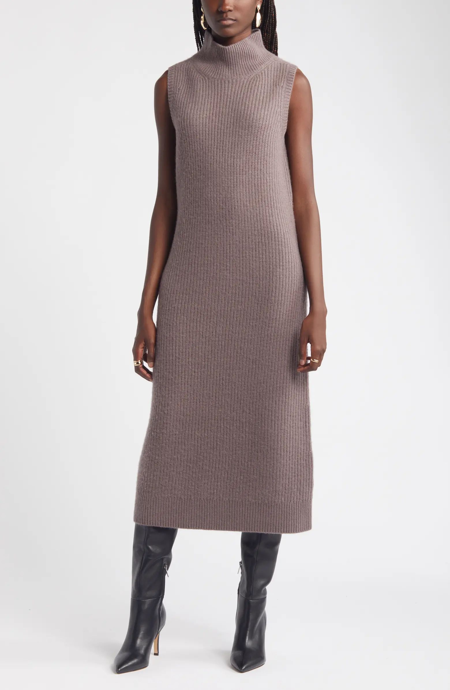 Sleeveless Wool & Cashmere Rib Sweater Dress | Nordstrom