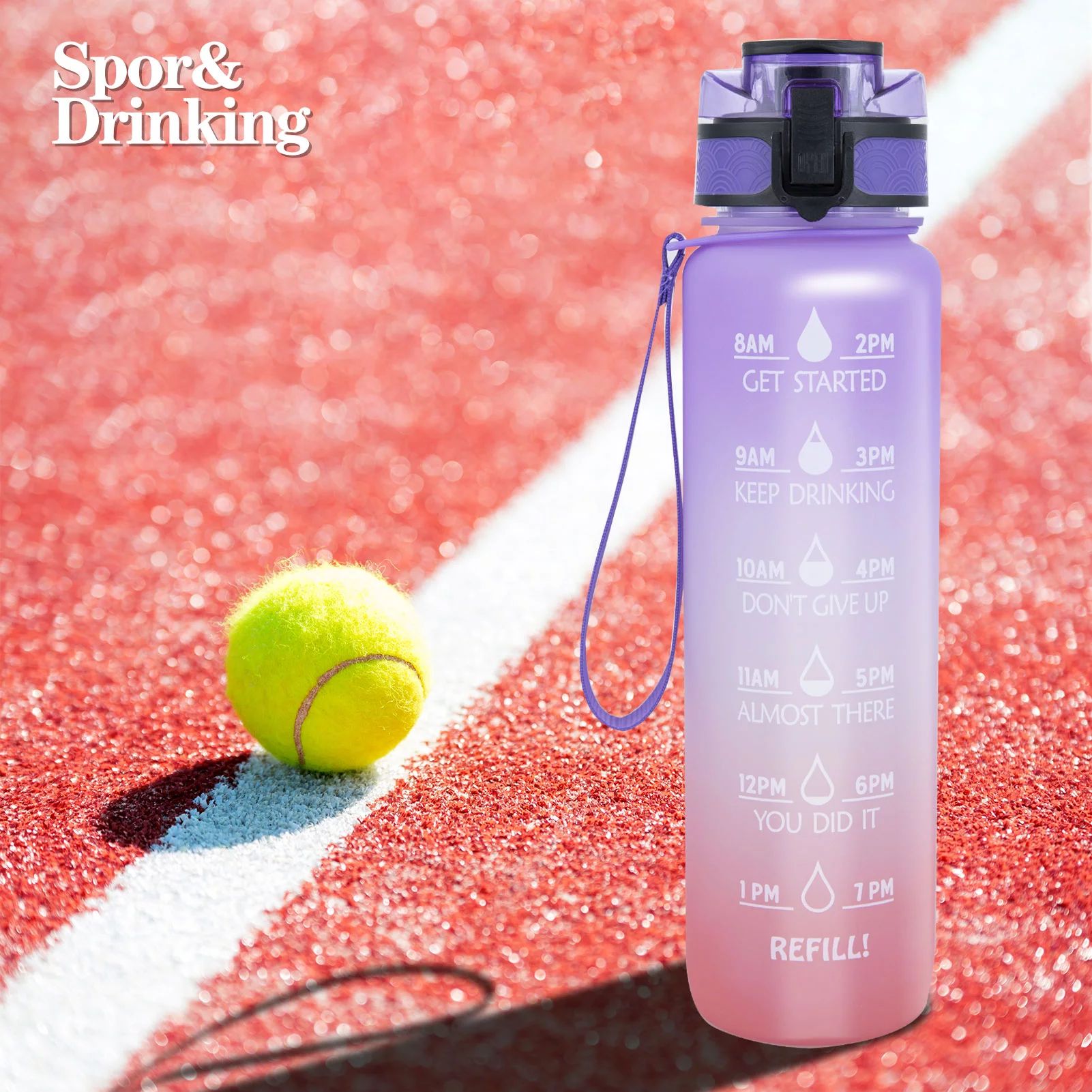 Morttic Portable Motivational Water Bottle BPA Free 1L/32oz Jug with Time Tracker For Men Women | Walmart (US)