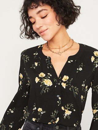 Women / TopsPrinted Split-Neck Blouse for Women | Old Navy (US)