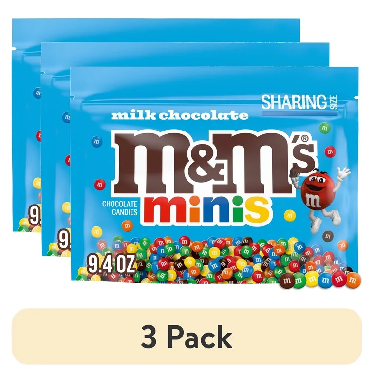 (3 pack) M&M's Minis Milk Chocolate Candy Sharing Size, 9.4 oz Bag | Walmart (US)
