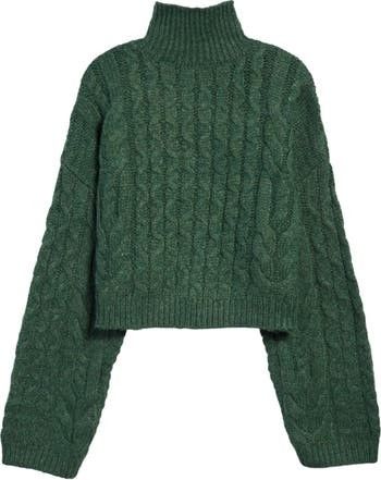 Topshop Turtleneck Cable Stitch Sweater Green Sweater Sweaters Fall Sweater Fall Outfits 2022 | Nordstrom