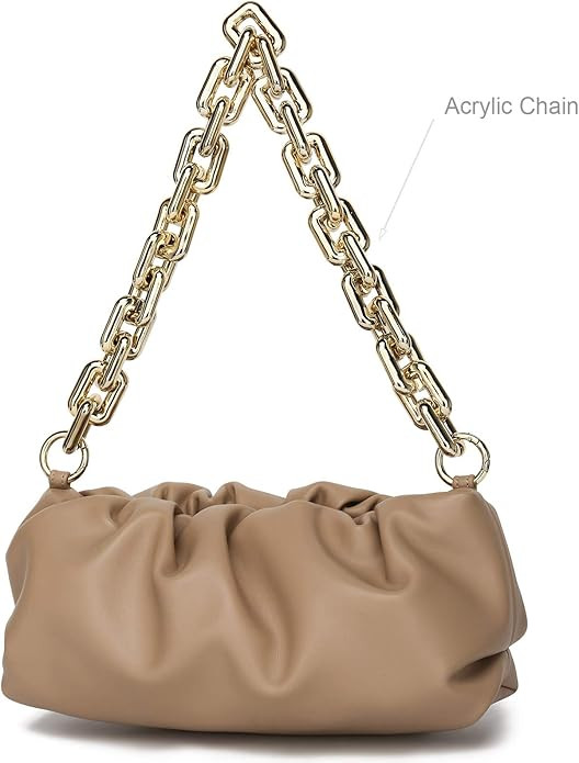 CATMICOO Chunk Chain Dumpling Bag Cloud Clutch Purse for Women with Ruched Detail | Amazon (US)