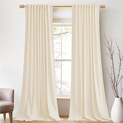 StangH Ivory White Velvet Curtains 120 inches for Living Room, High Ceiling Privacy Protect Light... | Amazon (US)