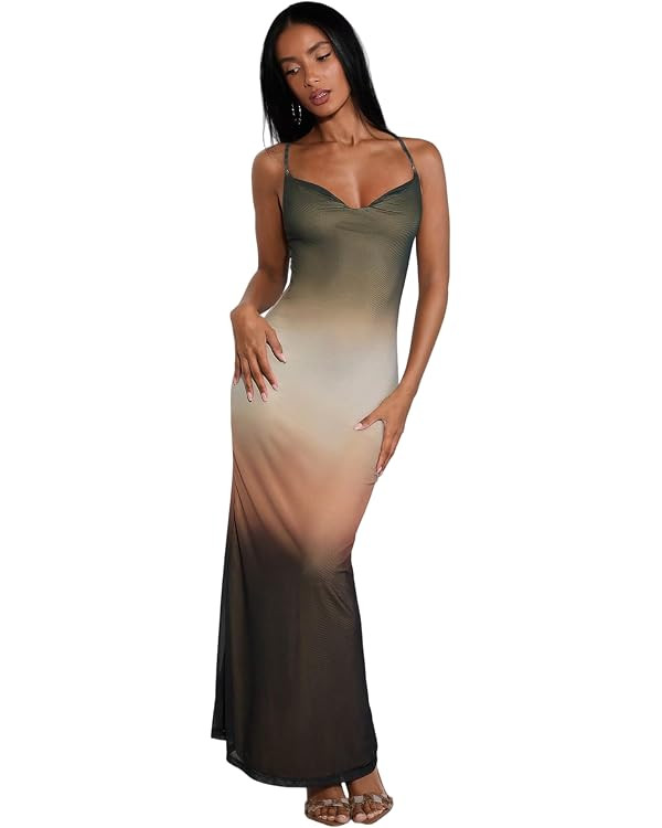 SISKIN Vacation Summer Dress Backless Mesh Spaghetti Strap Sexy Dresses for Women Date Night Crui... | Amazon (US)