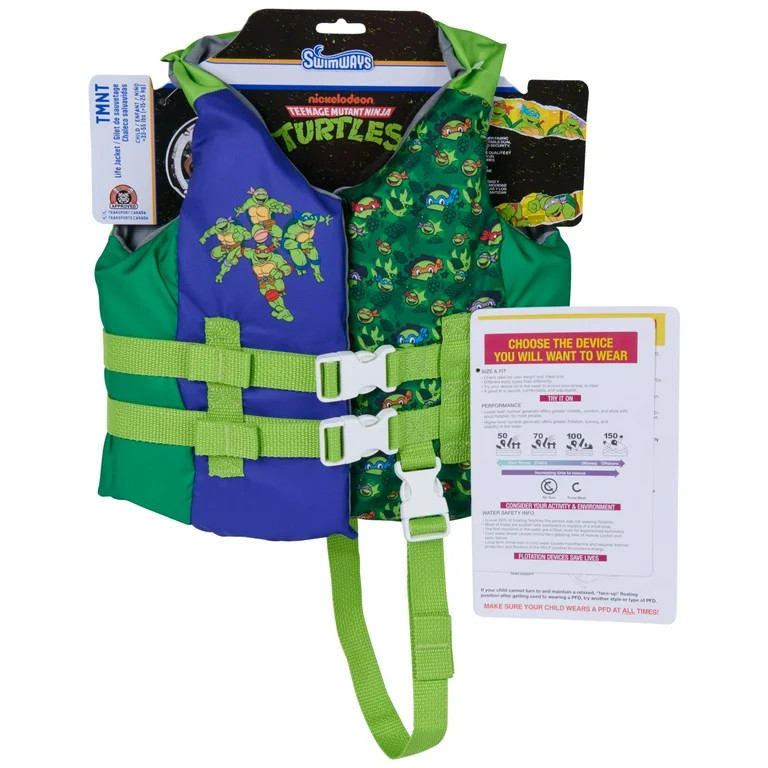 SwimWays TMNT Life Jacket, USCG Approved Life Vest for Kids 33-55 lbs | Walmart (US)