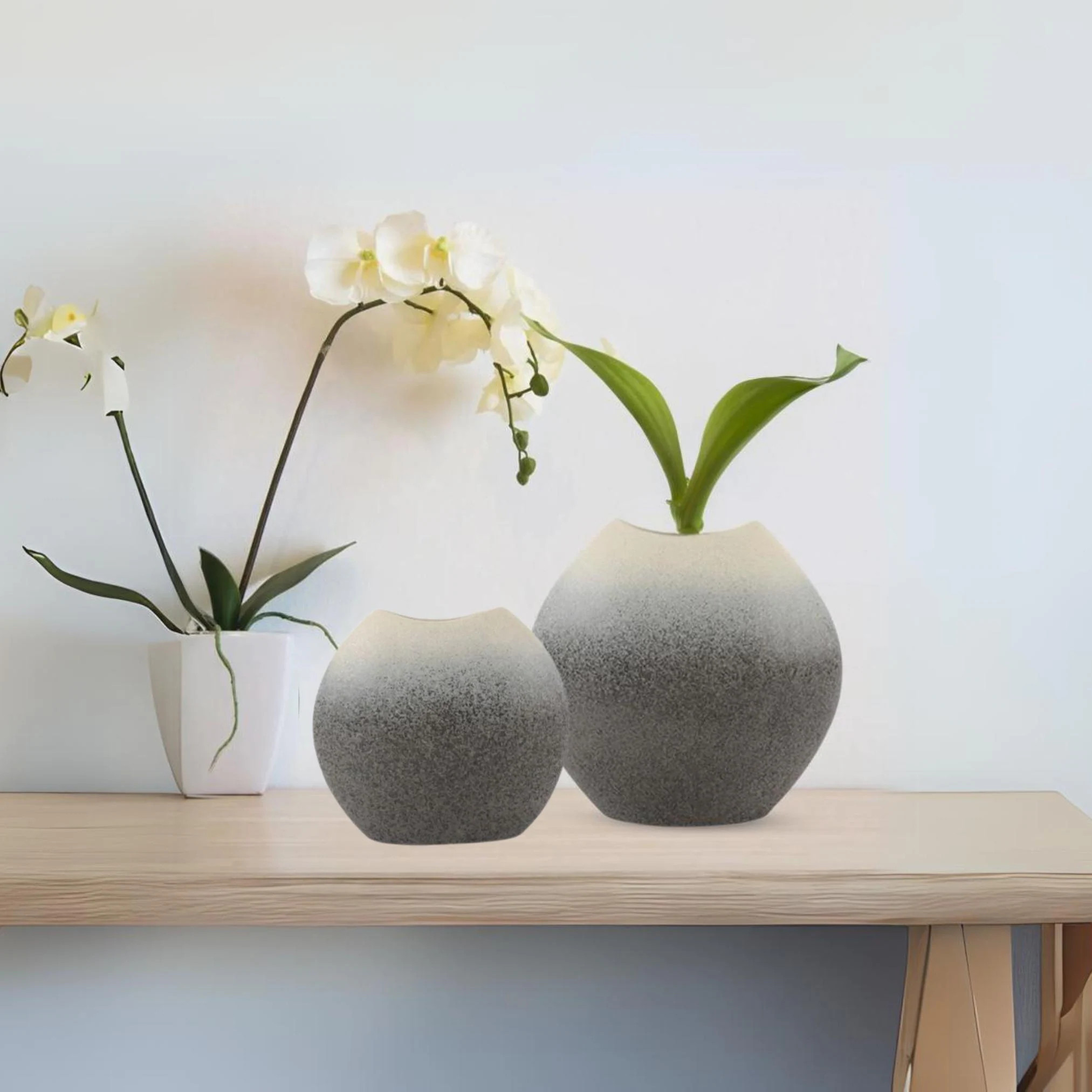Set of Two Modern Gray Ceramic Vases | Bed Bath & Beyond
