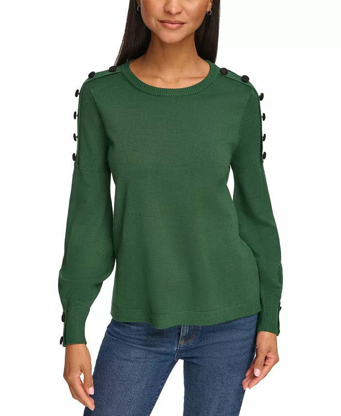 Women's Button-Sleeve Sweater | Macy's