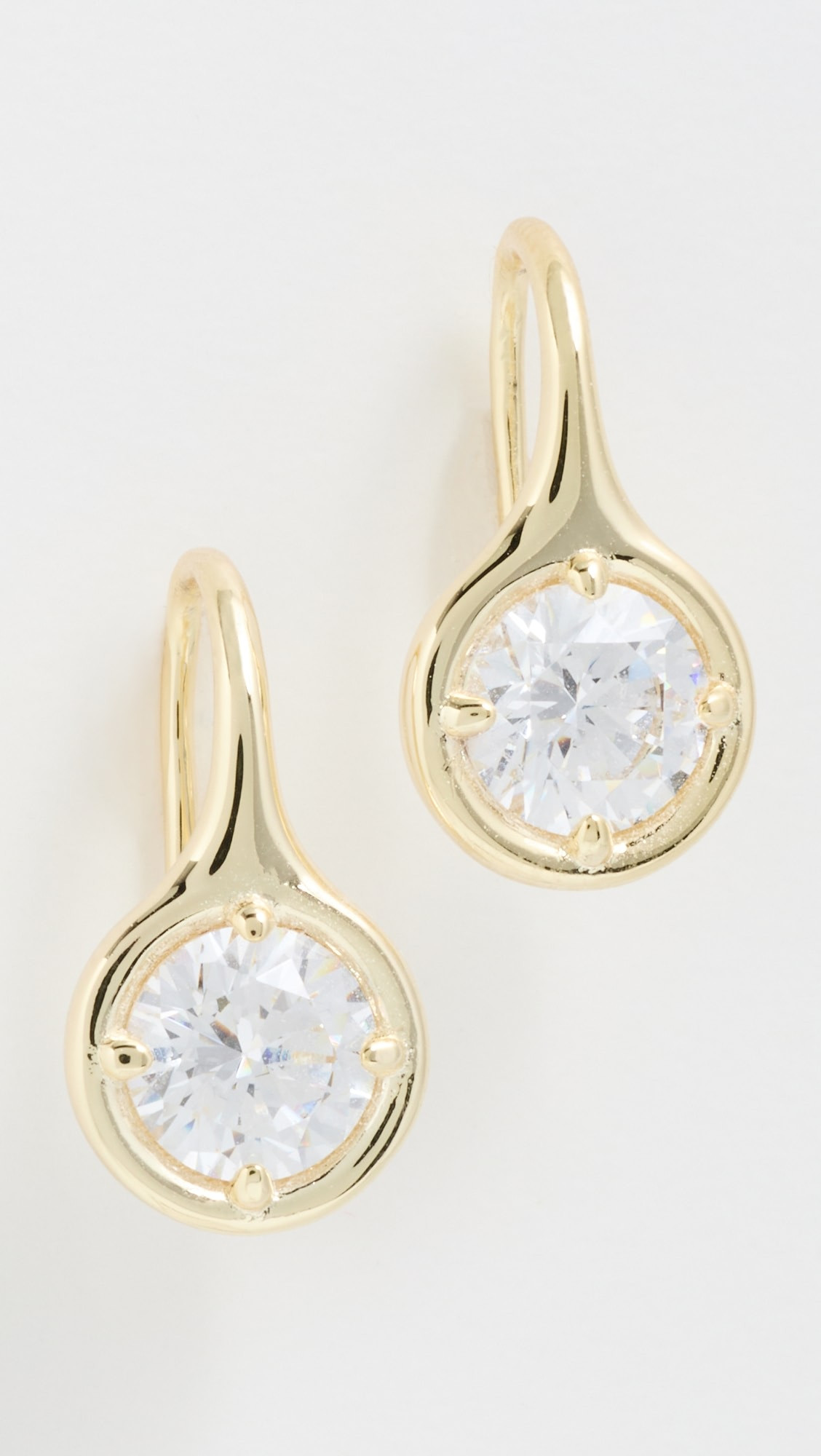 Rounded Bezel Fish Hook Huggie Earrings | Shopbop